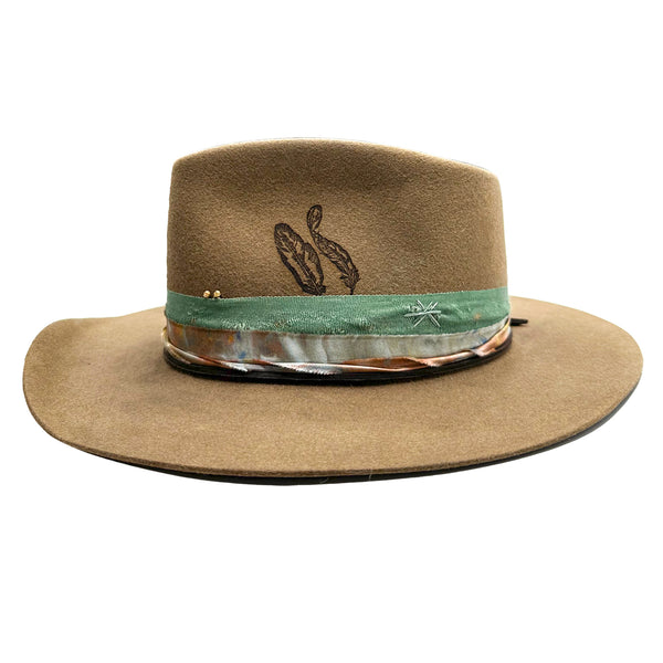 San Simeon designer felt fedora, left profile <span class='visuallyhidden'>Call or text 323-404-2959 if you need shopping assistance.</span>